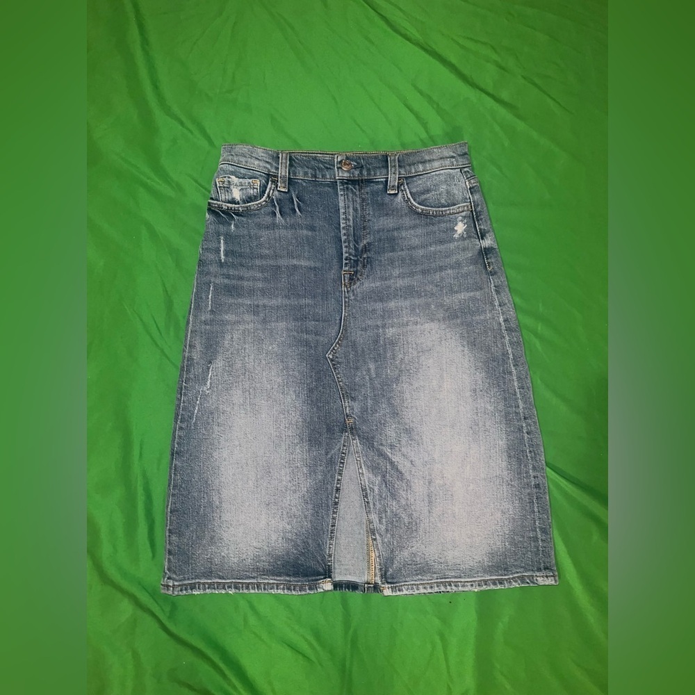 7 For All Mankind Blue Denim Easy Midi Skirt size 27